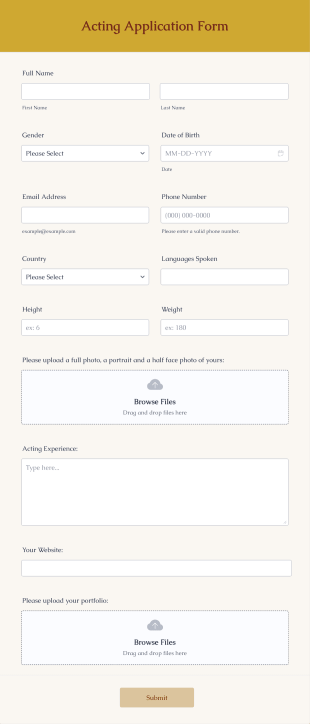 Acting Application Form Template