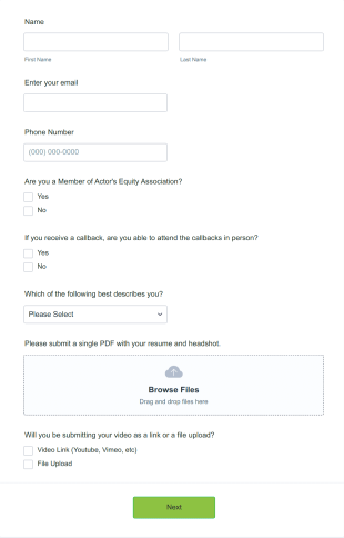 Acting Audition Form Template