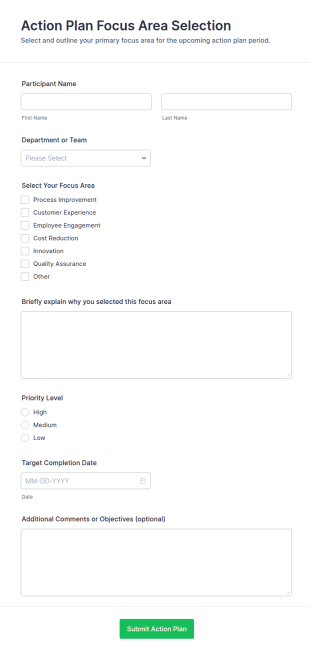 Action Plan Focus Area Selection Form Template