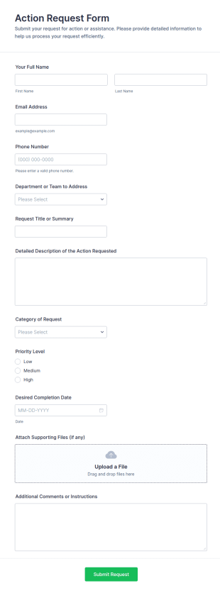 Action Request Form Template