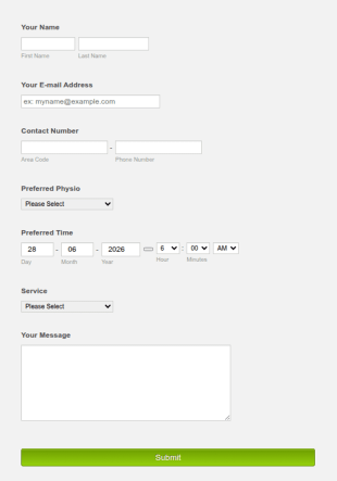 Health & Fitness Contact Form Template