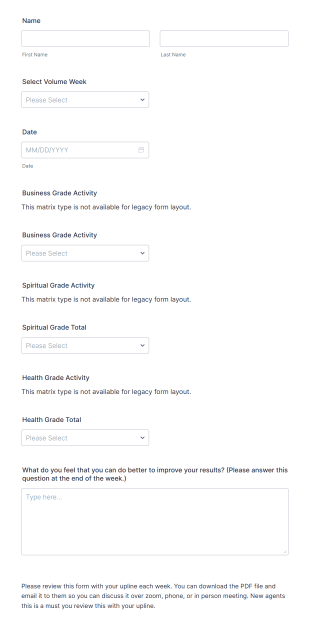 Activity And Grade Ledger Form Template