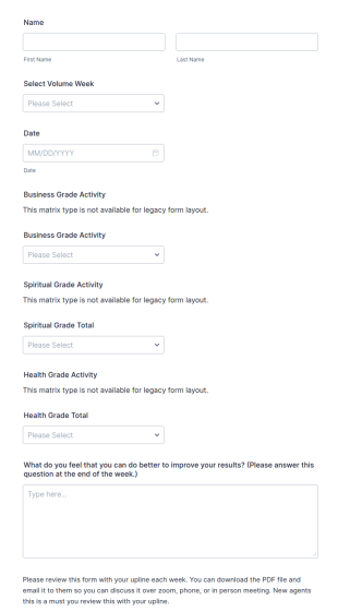 Activity And Grade Ledger Form Template