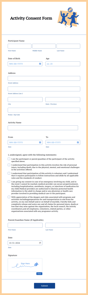 Activity Consent Form Template