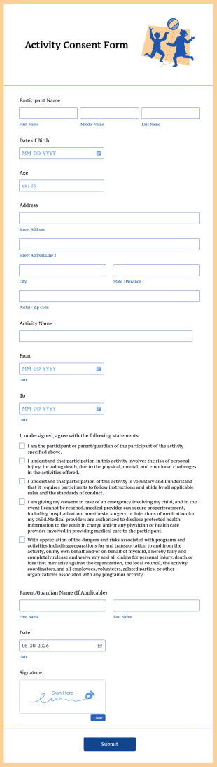 Activity Consent Form Template
