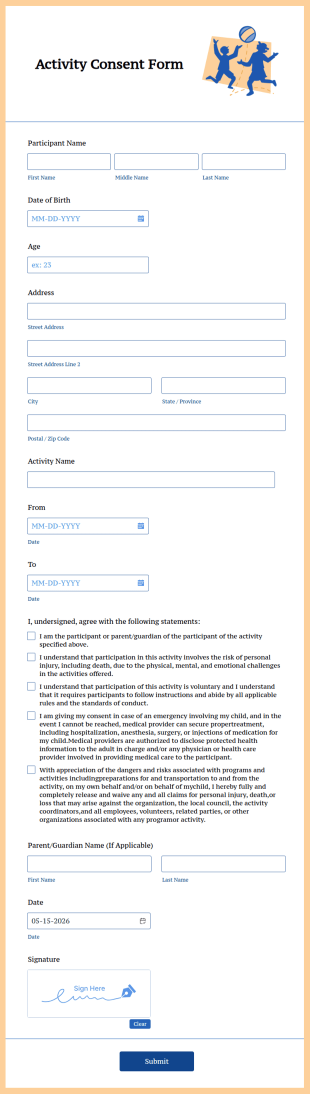 Activity Consent Form Template