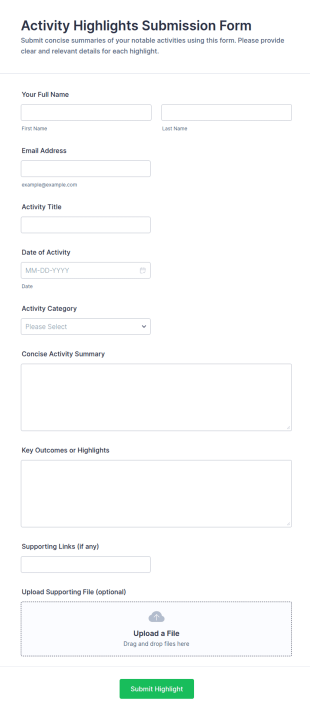 Activity Highlights Submission Form Template