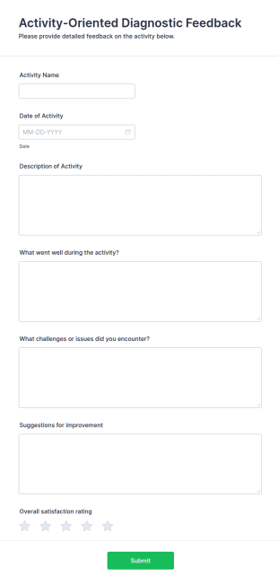 Activity Oriented Diagnostic Feedback Form Template