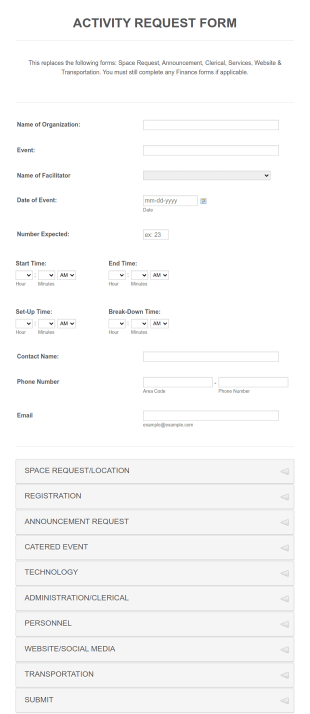 Activity Request Form Template