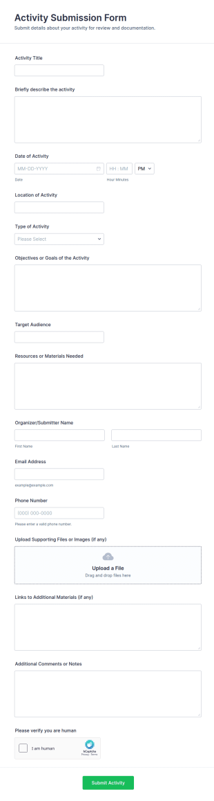 Activity Submission Form Template
