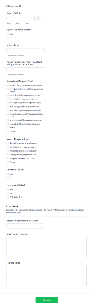 Activity Tracker Form Template