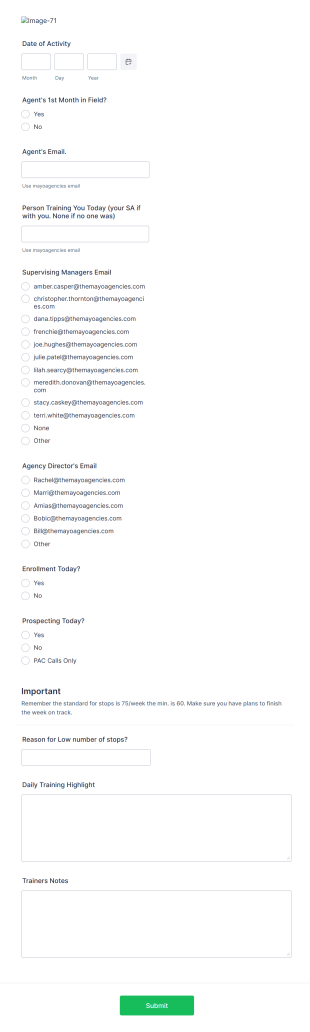 Activity Tracker Form Template