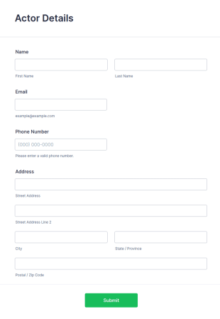 Actor Information Form Template