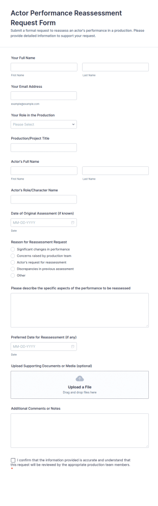 Actor Performance Reassessment Request Form Template