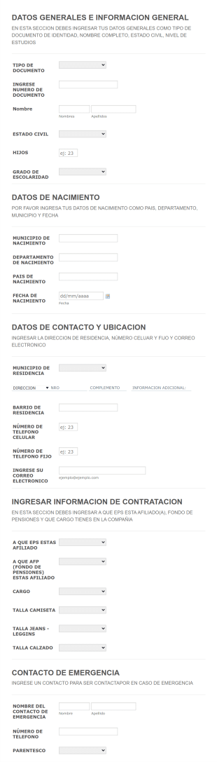 Actualizacion De Datos De Empleados Form Template
