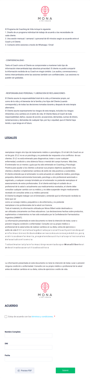 Acuerdo MONA Cliente Life Coaching 2020