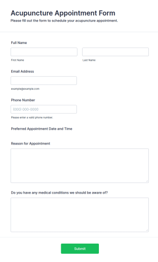 Acupuncture Appointment Form Template