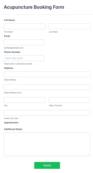 Acupuncture Booking Form Template