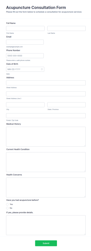 Acupuncture Consultation Form Template