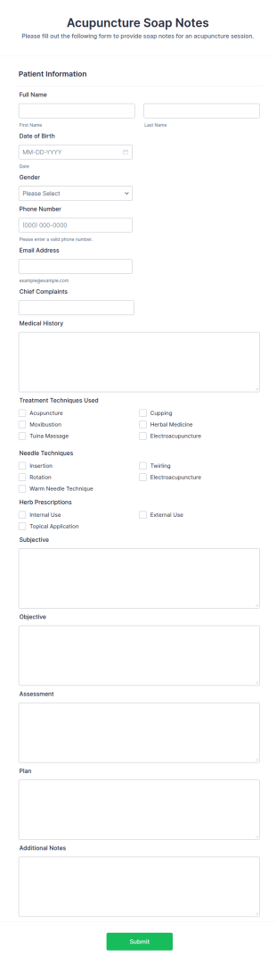 Acupuncture Soap Notes Form Template