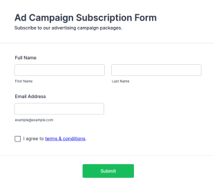Ad Campaign Subscription Form Template