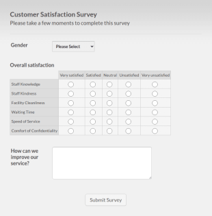 AD Customer Satisfaction Survey Form Template