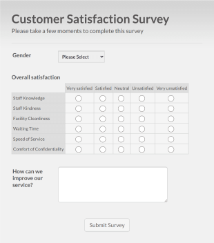 AD Customer Satisfaction Survey Form Template