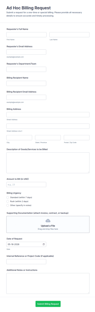 Ad Hoc Billing Request Form Template