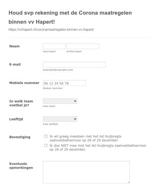 Ad Huijbregts Zaalvoetbal Toernooi 2020 Vv Hapert Form Template