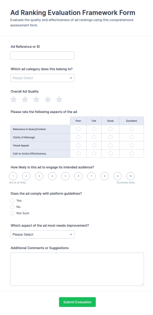 Ad Ranking Evaluation Framework Form Template