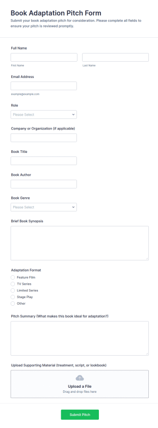 Adaptation Pitch Form Template