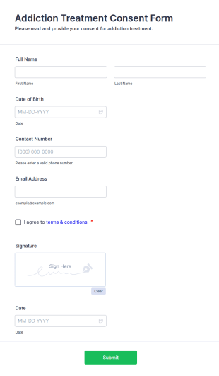 Addiction Treatment Consent Form Template