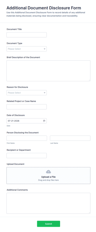 Additional Document Disclosure Form Template