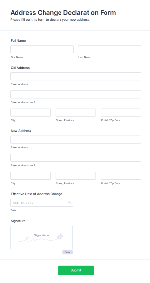 Address Change Declaration Form Template