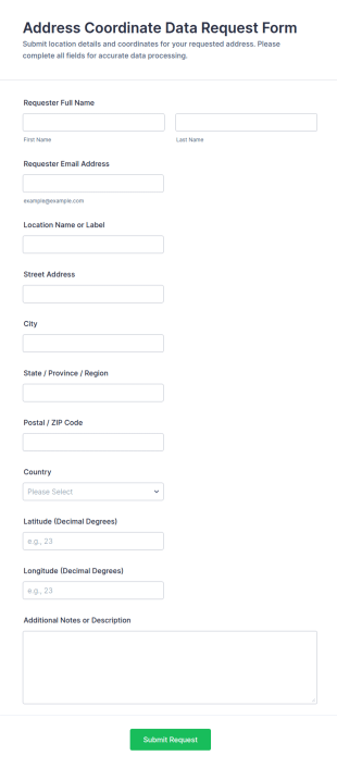 Address Coordinate Data Request Form Template