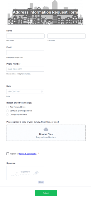 Address Information Request Form Template