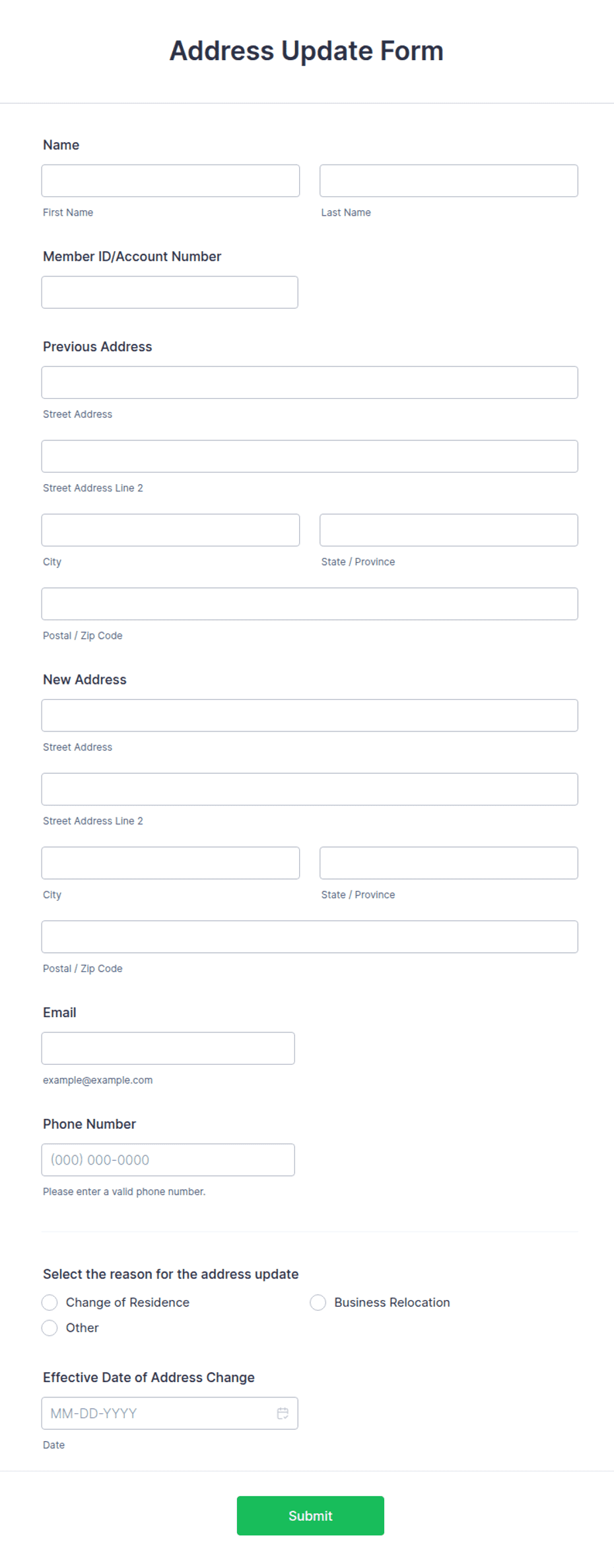 Address Update Form Template | Jotform