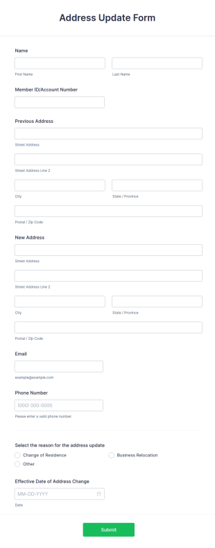 Address Update Form Template