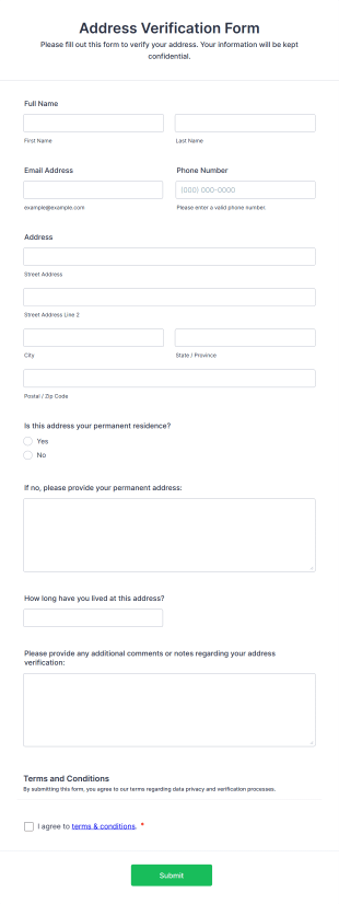 Address Verification Form Template