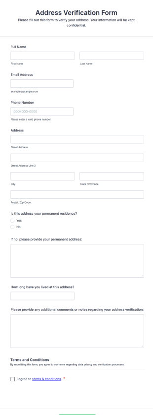 Address Verification Form Template