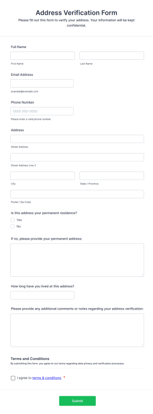 Address Verification Form Template