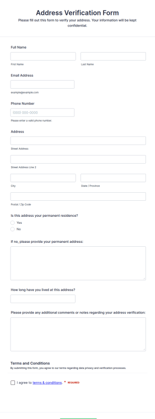 Address Verification Form Template
