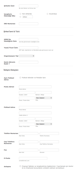 Adım Adım Şirket Bilgi Form Şablonu