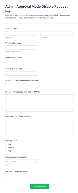 Admin Approval Mode Disable Request Form Template