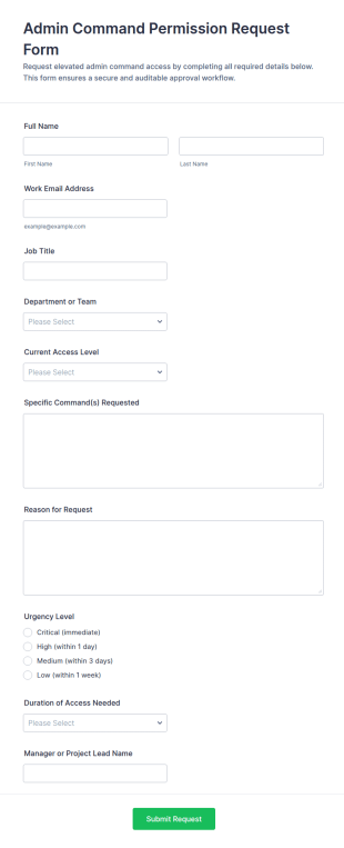 Admin Command Permission Request Form Template