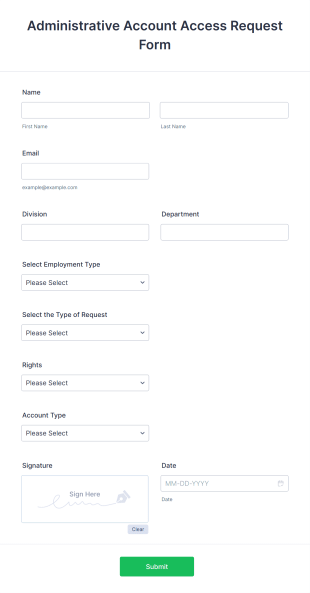Administrative Account Access Request Form Template