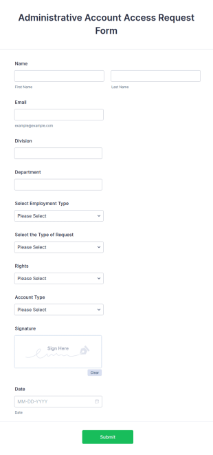 Administrative Account Access Request Form Template
