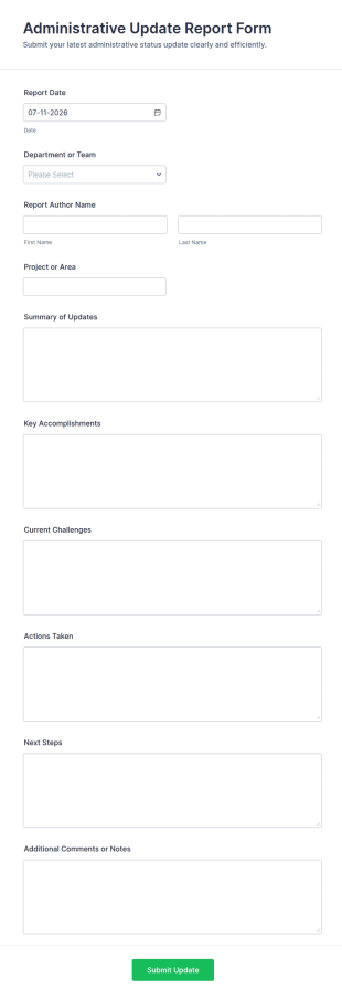 Administrative Update Report Form Template