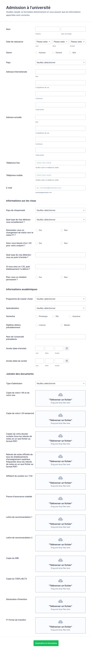 Admission à L'université