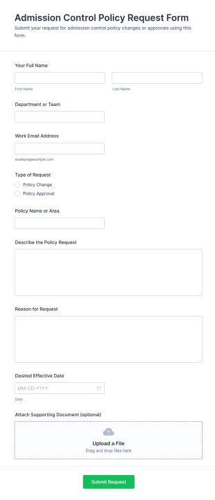 Admission Control Policy Request Form Template